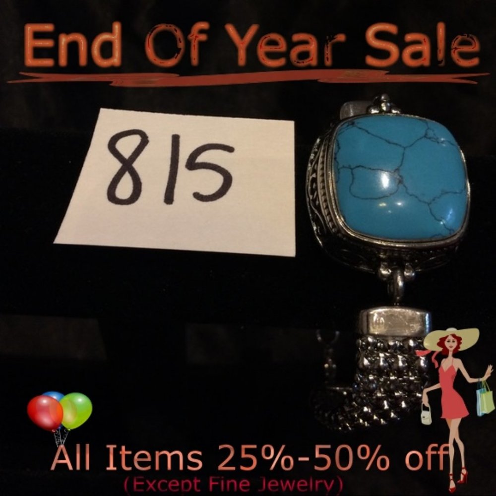 Turquoise and silver metal bracelet